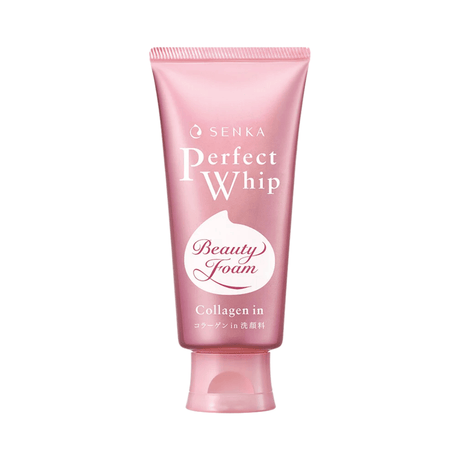 Espuma limpiadora Shiseido Senka Perfect Whip Collagen In Beauty Face Foam enriquecida con colágeno para limpiar e hidratar la piel al mismo tiempo.