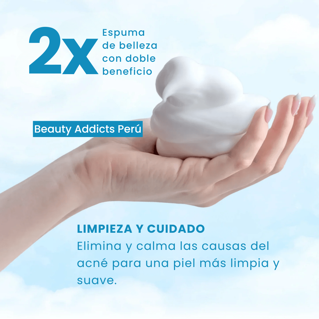 Limpiador facial Shiseido Senka con tecnología de espuma microfina para una limpieza eficaz y una piel más tersa.