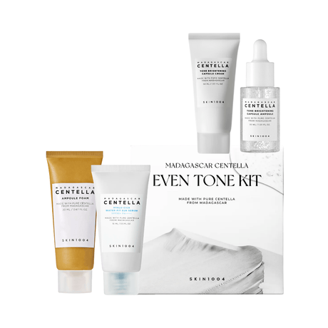 Kit Madagascar Centella Even Tone con productos iluminadores que ayudan a unificar el tono y reducir manchas.