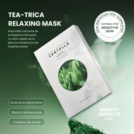 Mascarilla facial SKIN1004 con centella de Madagascar y activos calmantes para mejorar el confort de la piel sensible o congestionada.