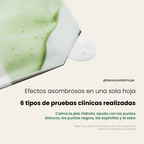 Medicube Super Cica Calming Mask que ayuda a eliminar las espinillas y controlar el sebo.