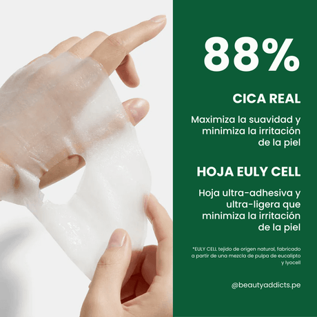 Medicube Super Cica Calming Mask con ingredientes que minimizan la irritación de la piel.