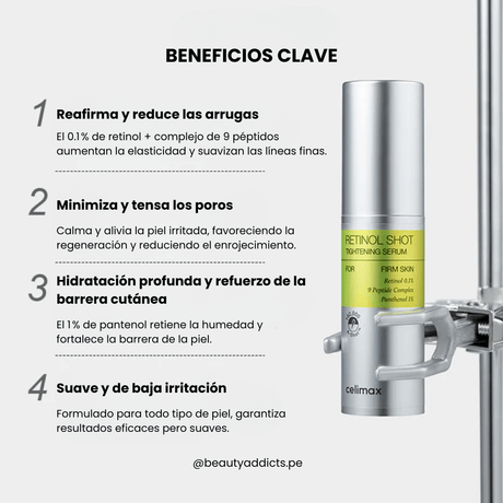 Celimax The Vita A Retinol Shot Tightening Serum que minimiza los poros.