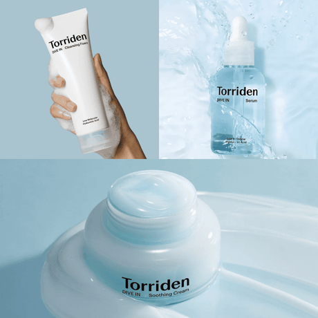 Pack Torriden Hidratación Dive-In que limpia, calma e hidrata profundamente la piel deshidratada
