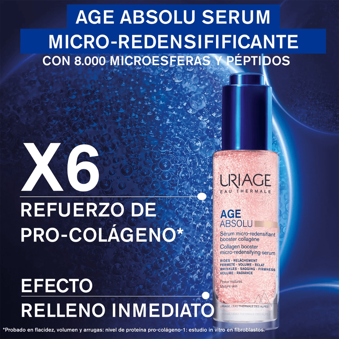 Sérum con Agua Termal de Uriage que hidrata profundamente mientras estimula la producción de colágeno.