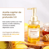&honey Deep Moist Oil ideal para cabello seco, áspero o dañado que necesita hidratación, nutrición y un acabado más sedoso.
