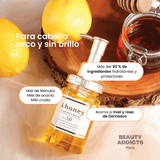 Tratamiento hidratante para cabello con fórmula nutritiva que aporta brillo y ayuda a mantener la humedad en la fibra capilar.