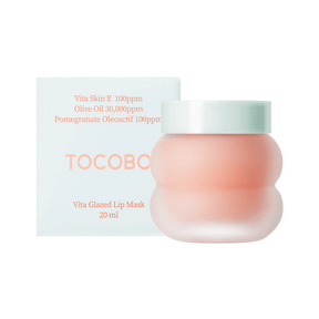 Vita Glazed Lip Mask de Tocobo hidrata profundamente y restaura labios secos con acabado brillante.