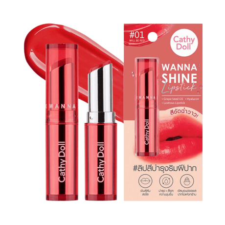 Wanna Shine Lipstick Cathy Doll tono Will Be Red 01.