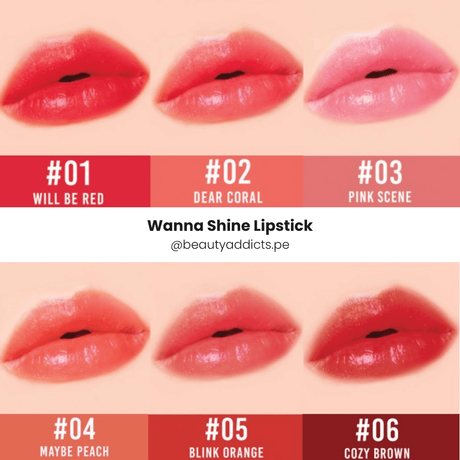 Wanna Shine Lipstick Cathy Doll aporta brillo intenso y acabado jugoso.