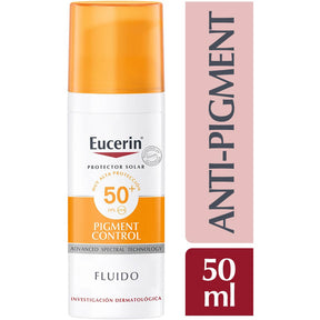 Eucerin Protector Solar Pigment Control que reduce manchas y protege SPF50+.